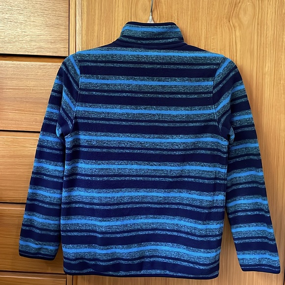 🎈2for$15—Uniqlo Kid Size 11 Fleece Jacket, Blue & Grey Stripes - Picture 2 of 8